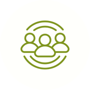 Three green user icons on black background.