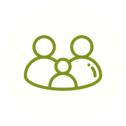Family icon in green on black background.